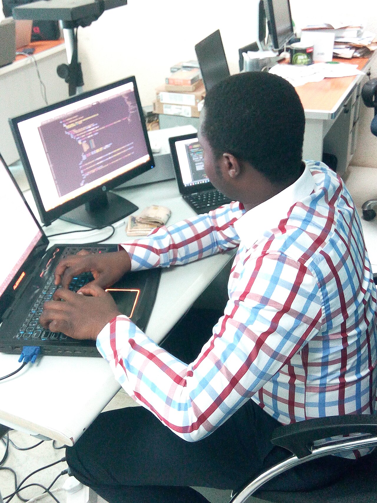 Young software developer at work