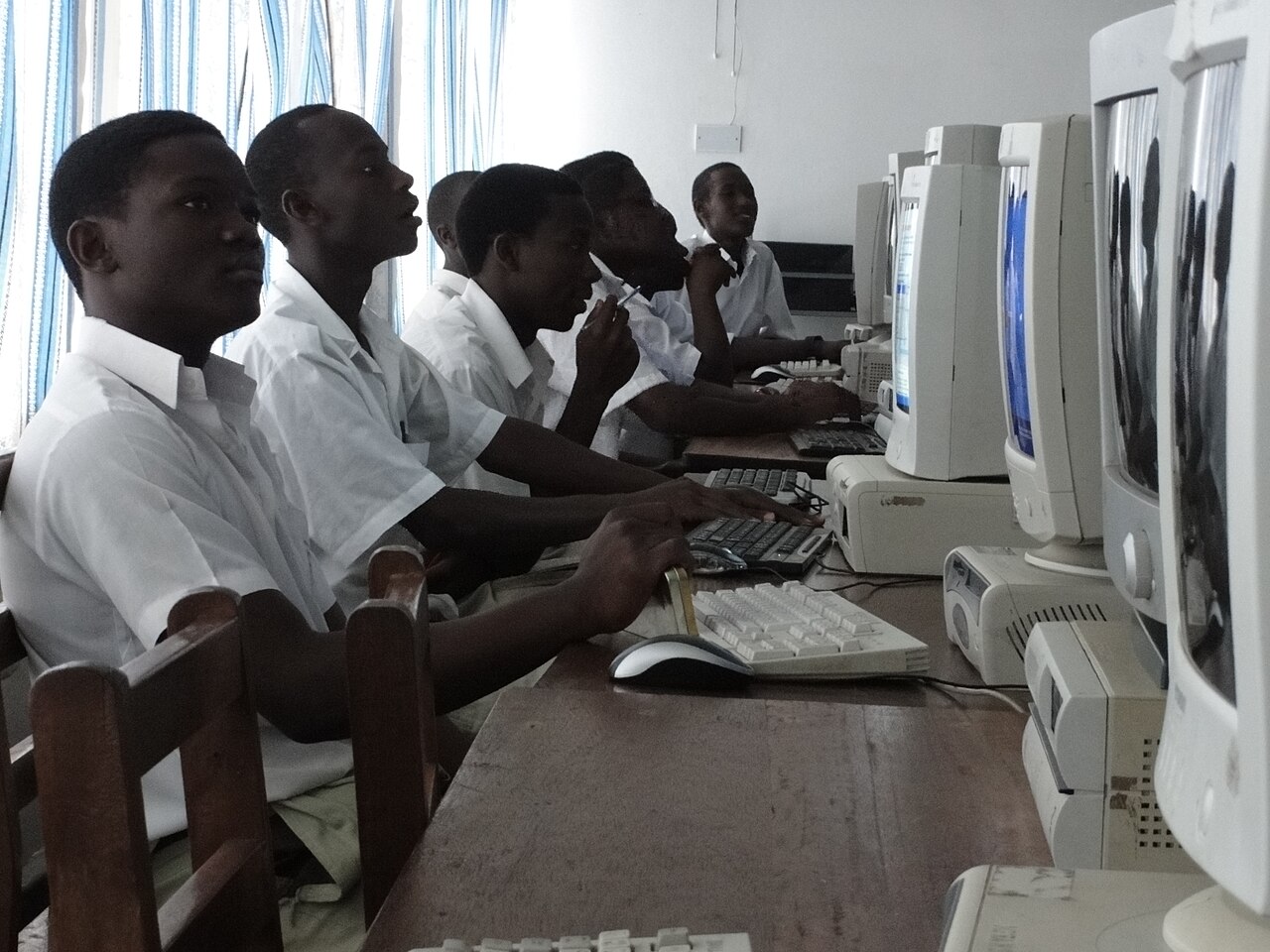 Students learning on computers